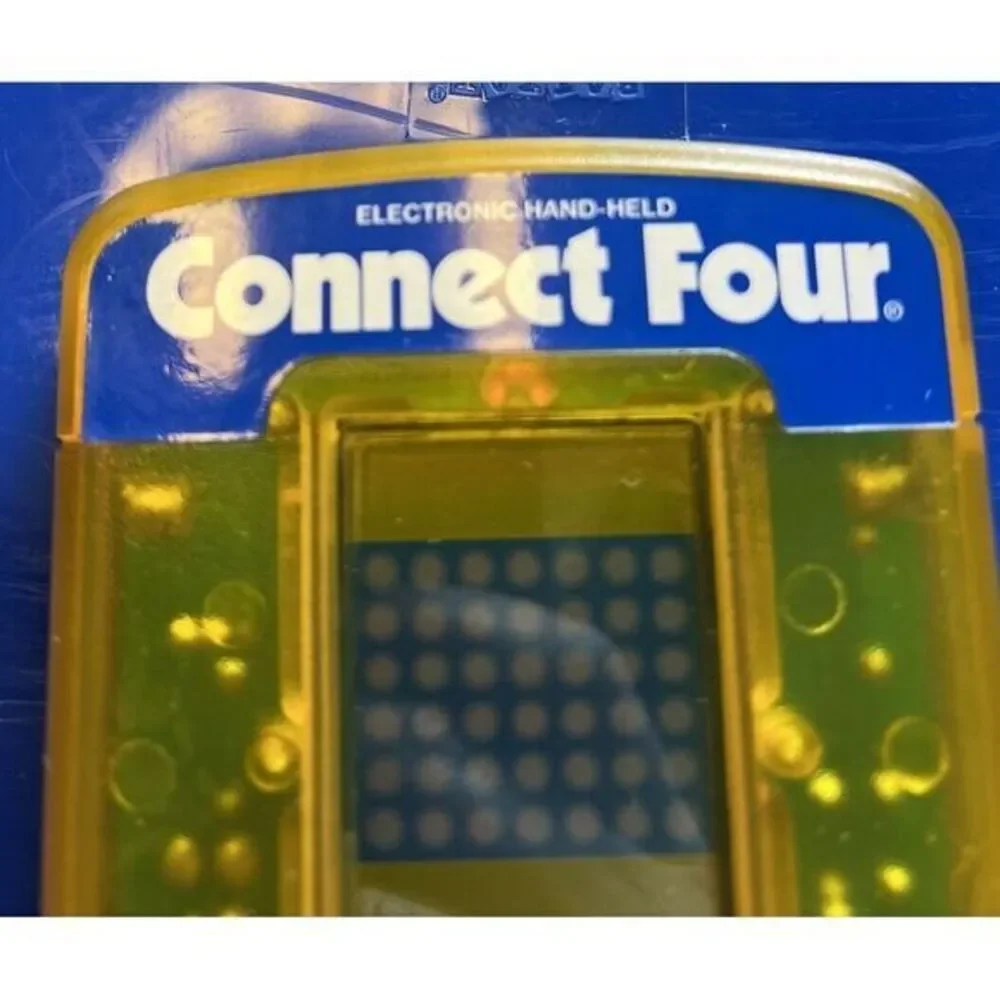 CONNECT FOUR Electronic Hand-Held Game Milton Bradley Clear‎ Yellow Case Tested